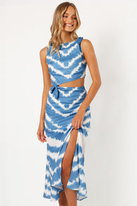 DRESSES Miller Cut Out Midi Dress - Blue Tie Dye