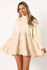 DRESSES @Minia Longsleeve Mini Dress - Cream