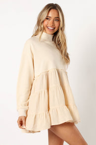 DRESSES @Minia Longsleeve Mini Dress - Cream