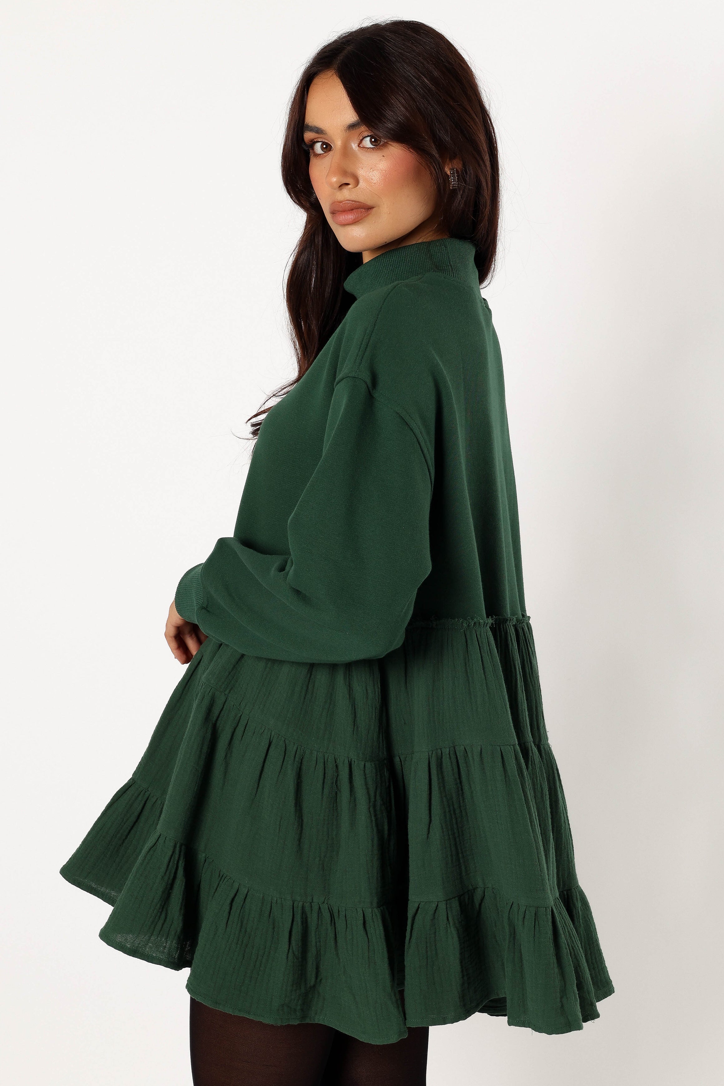 DRESSES @Minia Longsleeve Mini Dress - Hunter Green