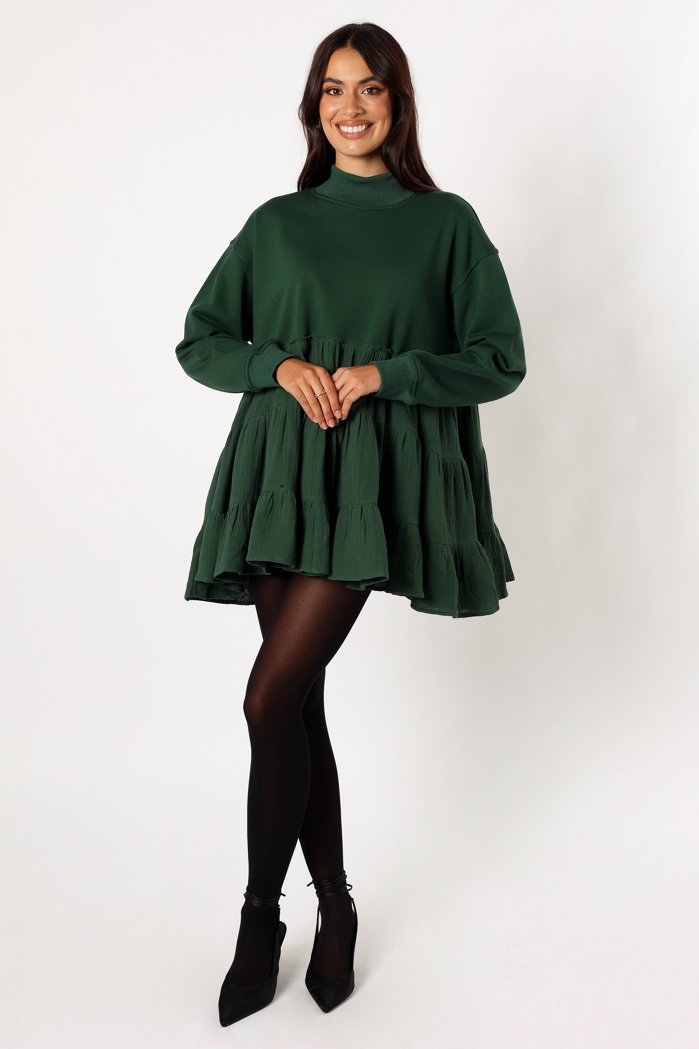 DRESSES @Minia Longsleeve Mini Dress - Hunter Green