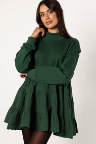 DRESSES @Minia Longsleeve Mini Dress - Hunter Green