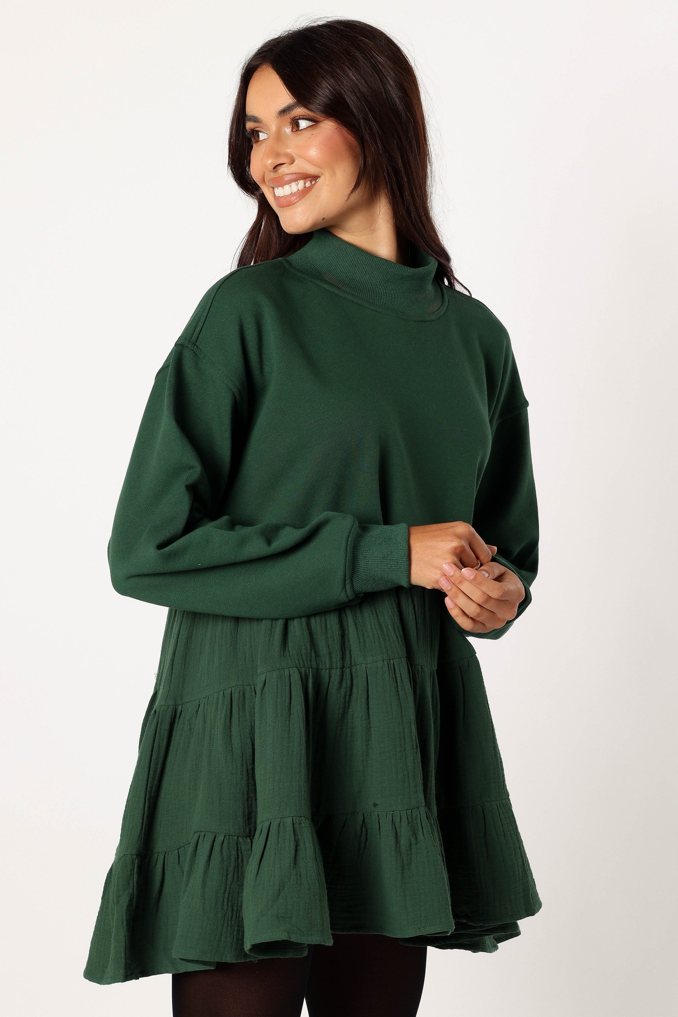 DRESSES @Minia Longsleeve Mini Dress - Hunter Green