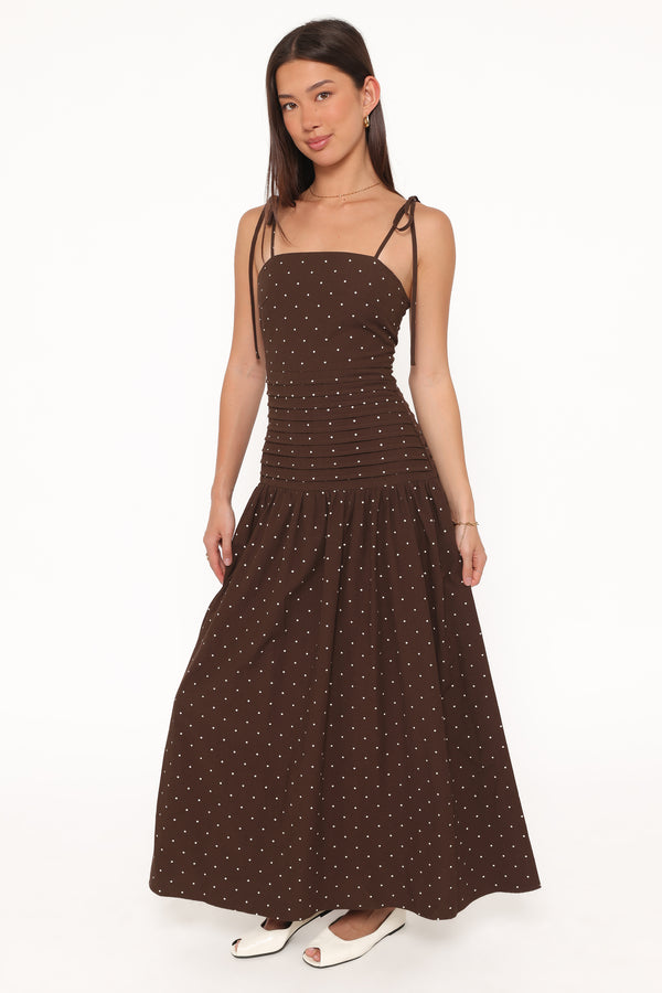 DRESSES Mischa Maxi Dress - Brown Polka Dot