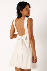 DRESSES @Missy Bow Back Mini Dress - White