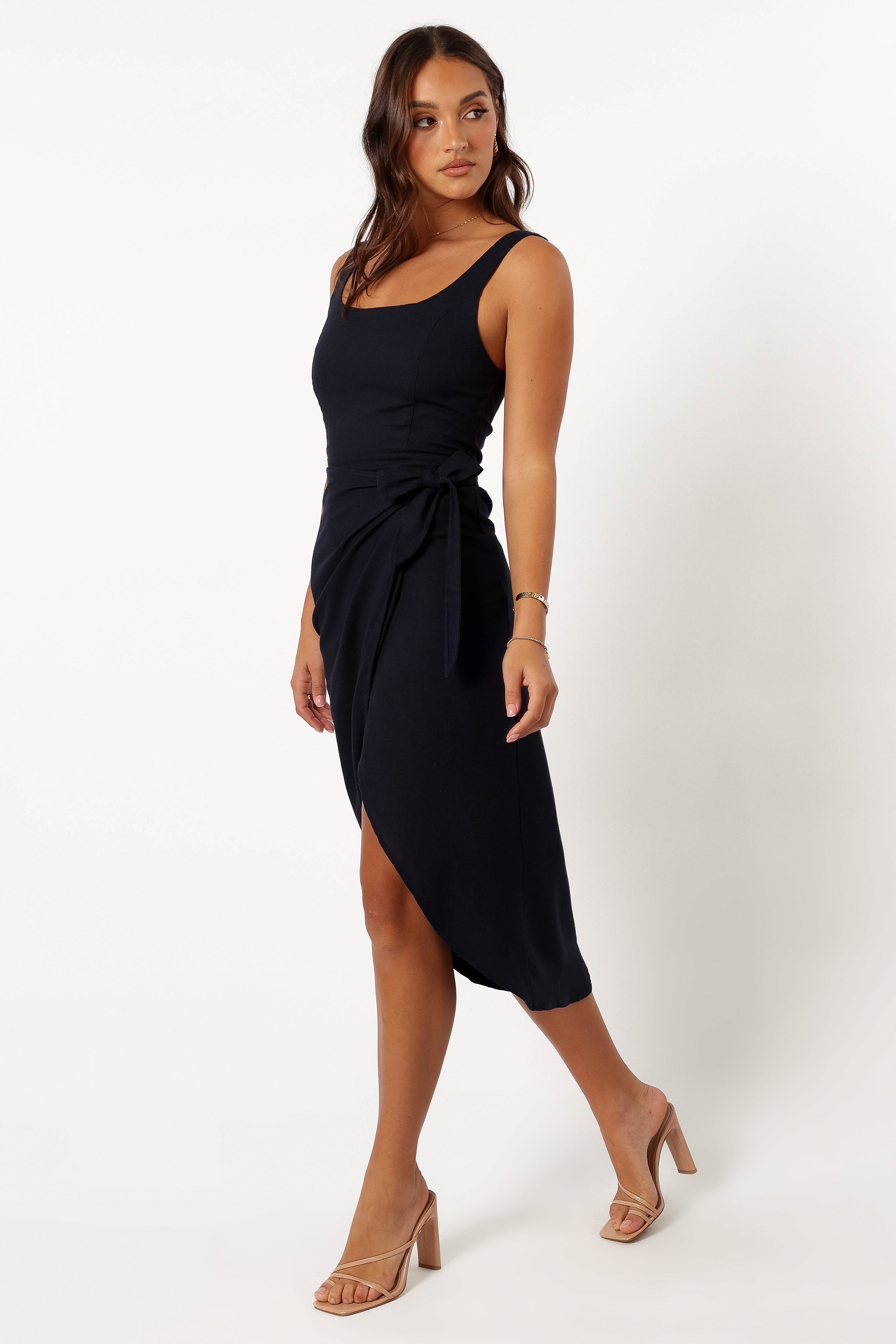 DRESSES @Misty Wrap Midi Dress - Navy