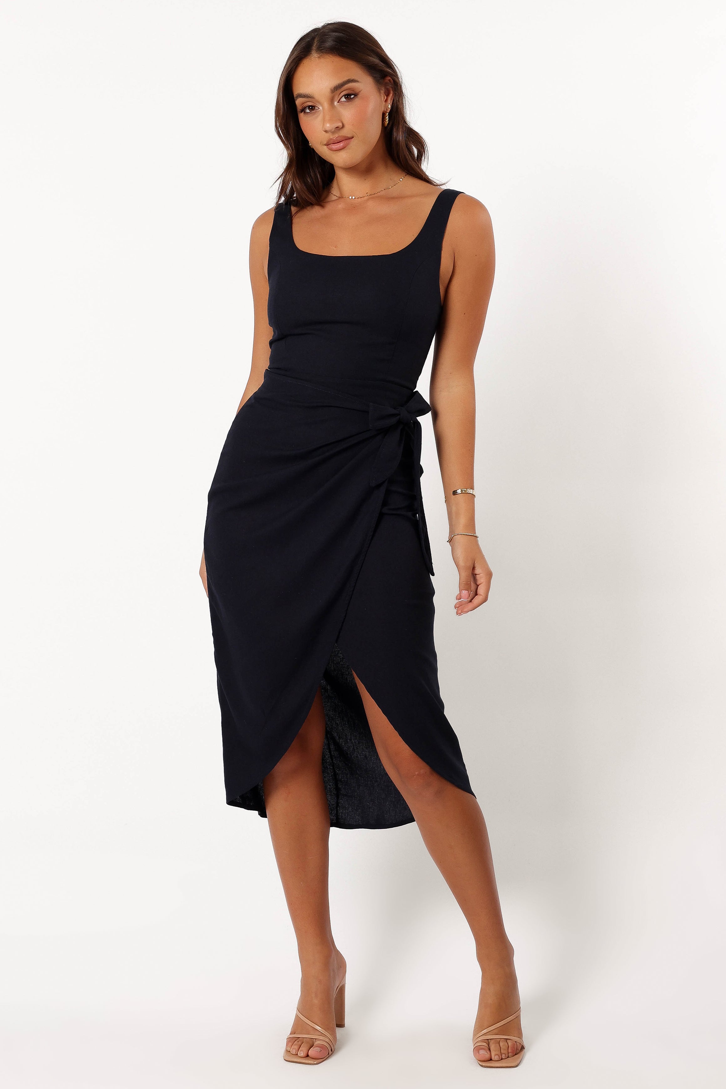 DRESSES @Misty Wrap Midi Dress - Navy
