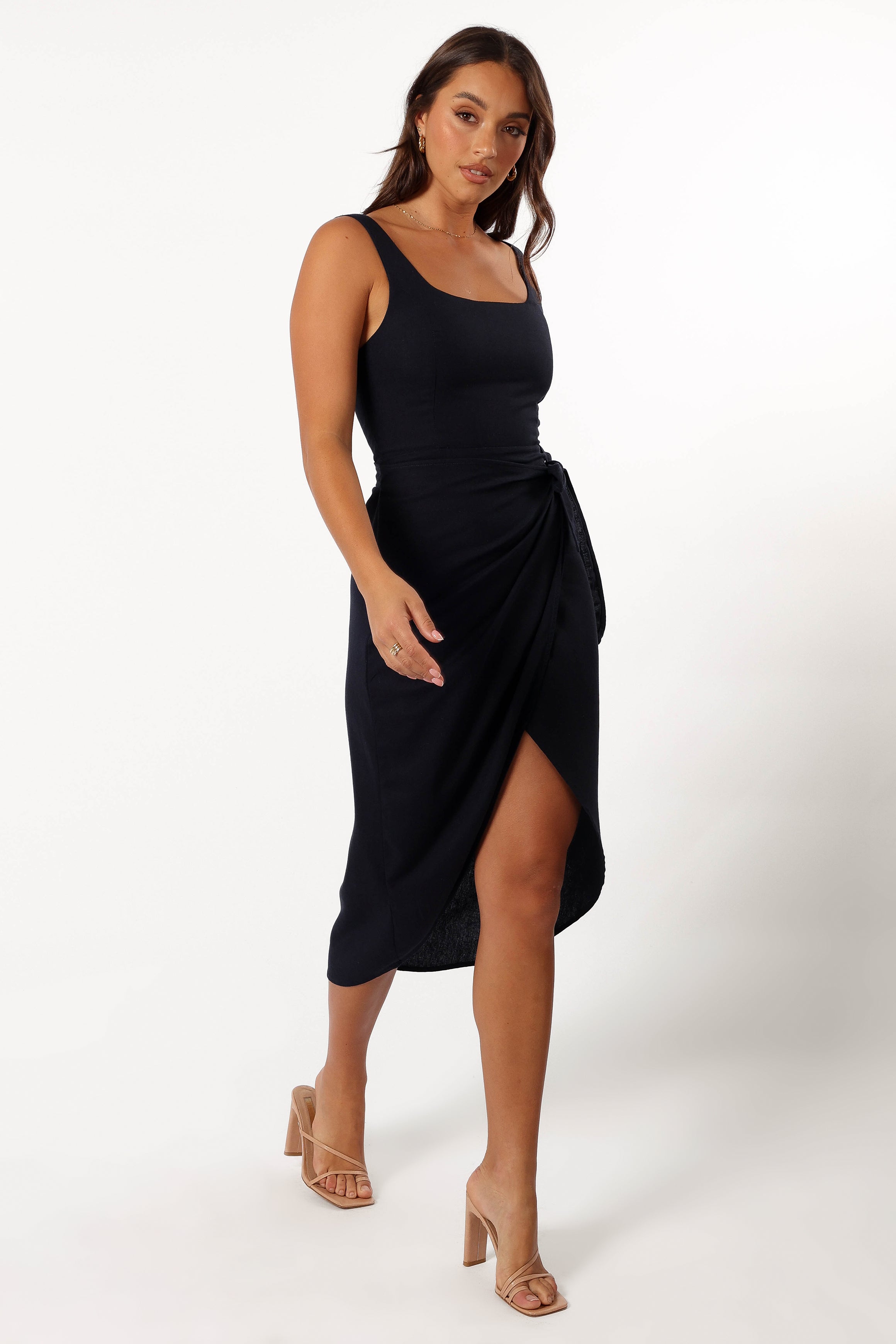DRESSES @Misty Wrap Midi Dress - Navy