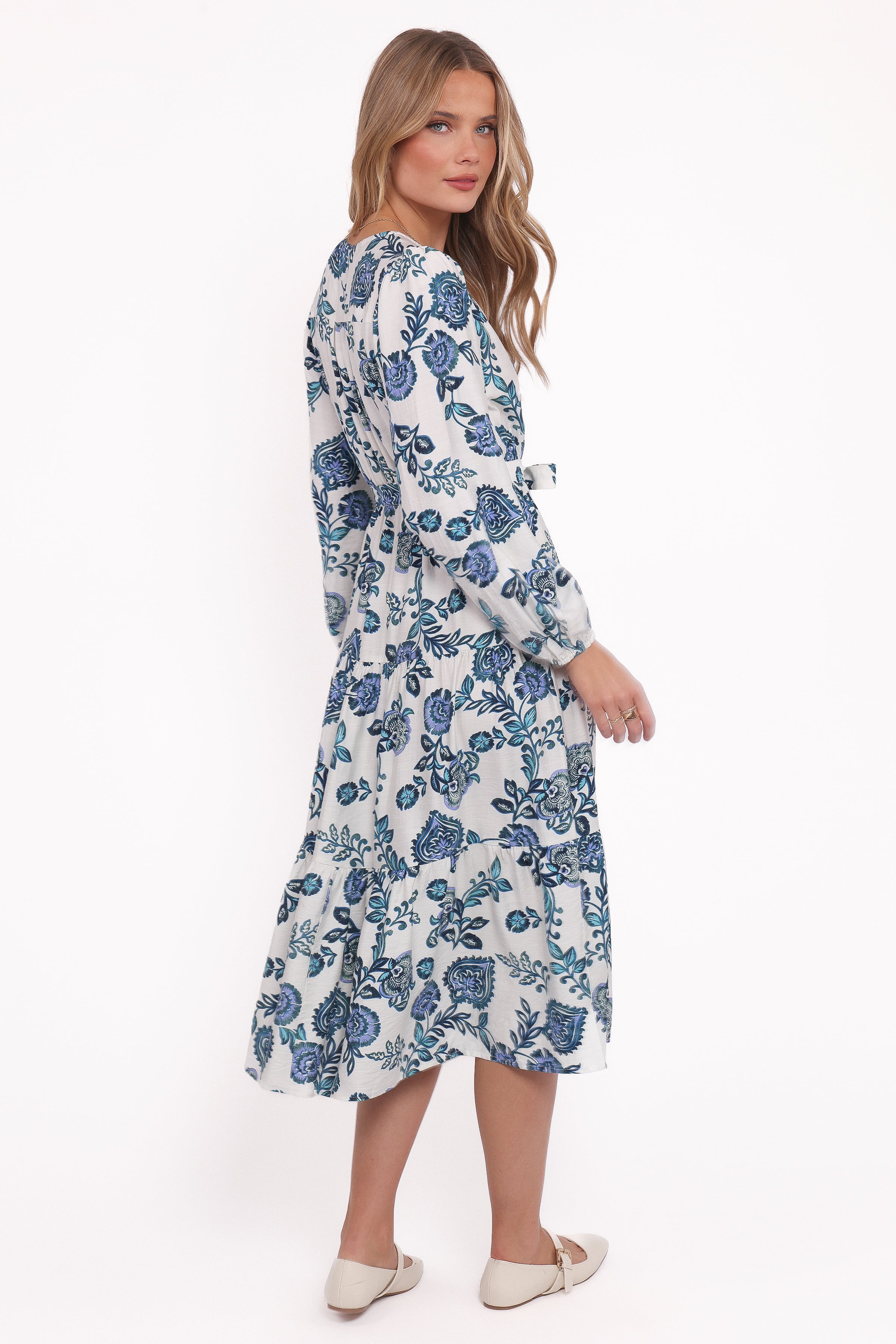 DRESSES Monica Long Sleeve Midi Dress - Blue Floral