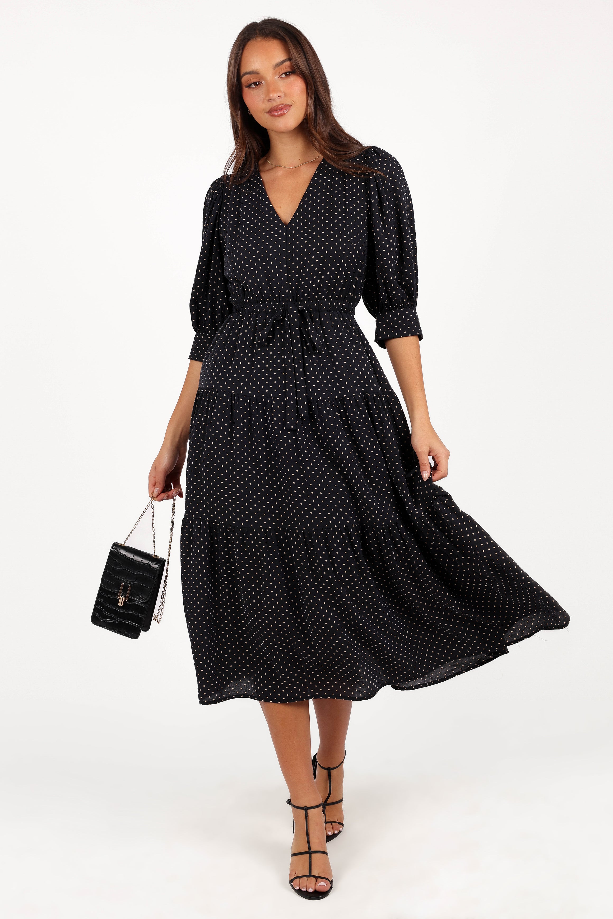 DRESSES Moscow Midi Dress - Black Polka Dot