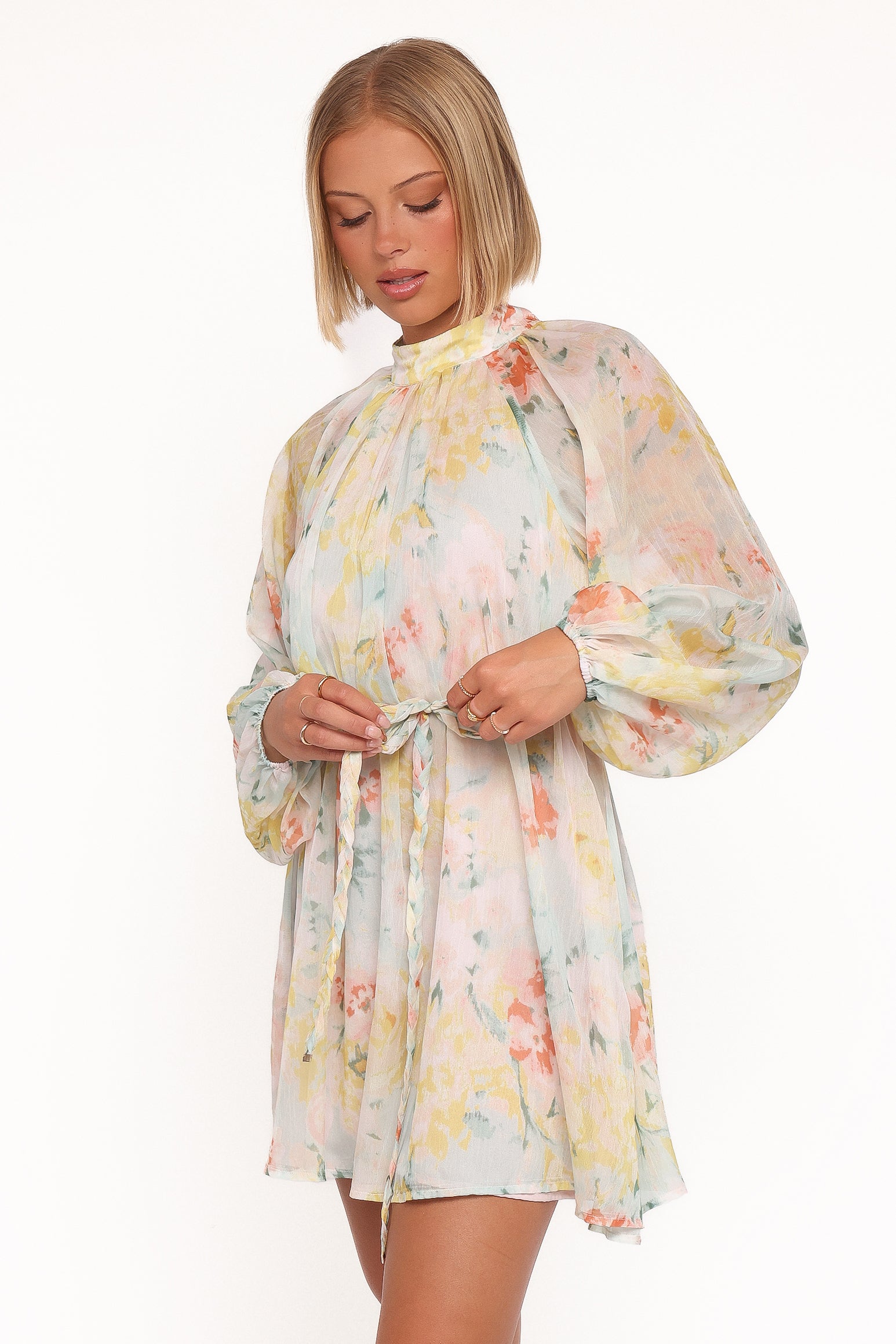 DRESSES Mosen Long Sleeve Mini Dress - Yellow Floral