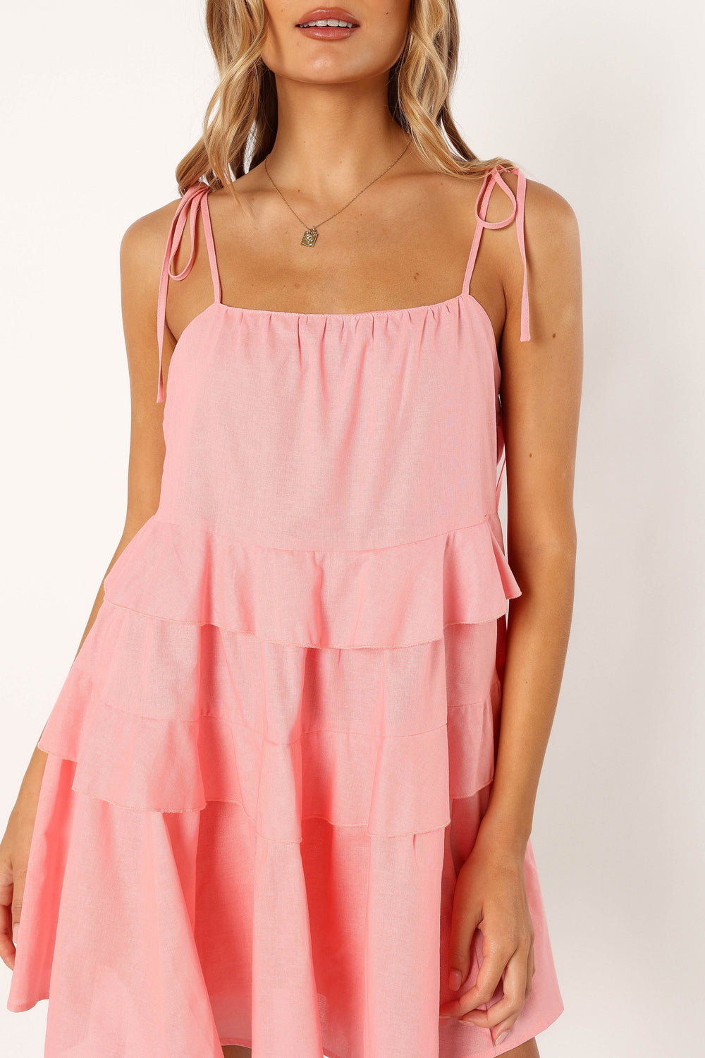 DRESSES @Myra Tiered Mini Dress - Pink