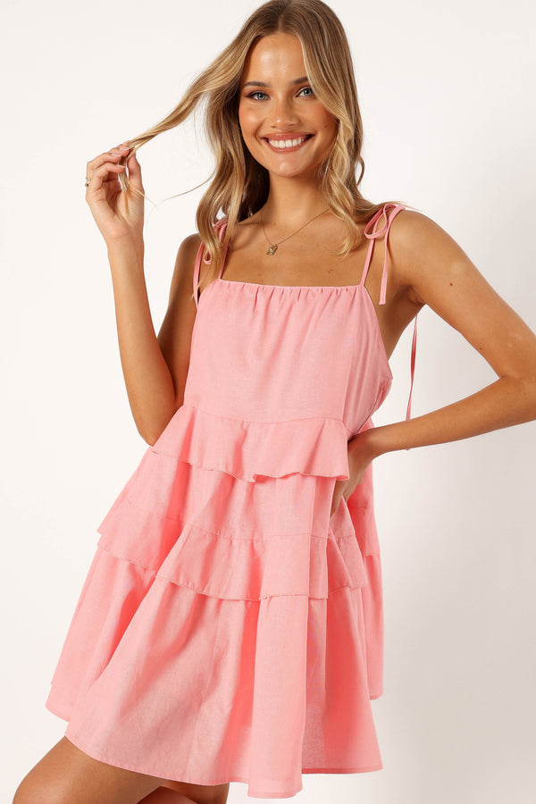 DRESSES @Myra Tiered Mini Dress - Pink