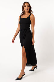 DRESSES @Nadea Faux Wrap Maxi Dress - Black