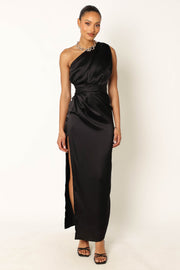 DRESSES @Nadia One Shoulder Maxi Dress - Black