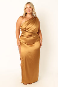 DRESSES @Nadia One Shoulder Maxi Dress - Bronze