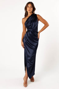 DRESSES @Nadia One Shoulder Maxi Dress - Navy