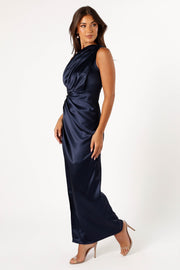 DRESSES @Nadia One Shoulder Maxi Dress - Navy