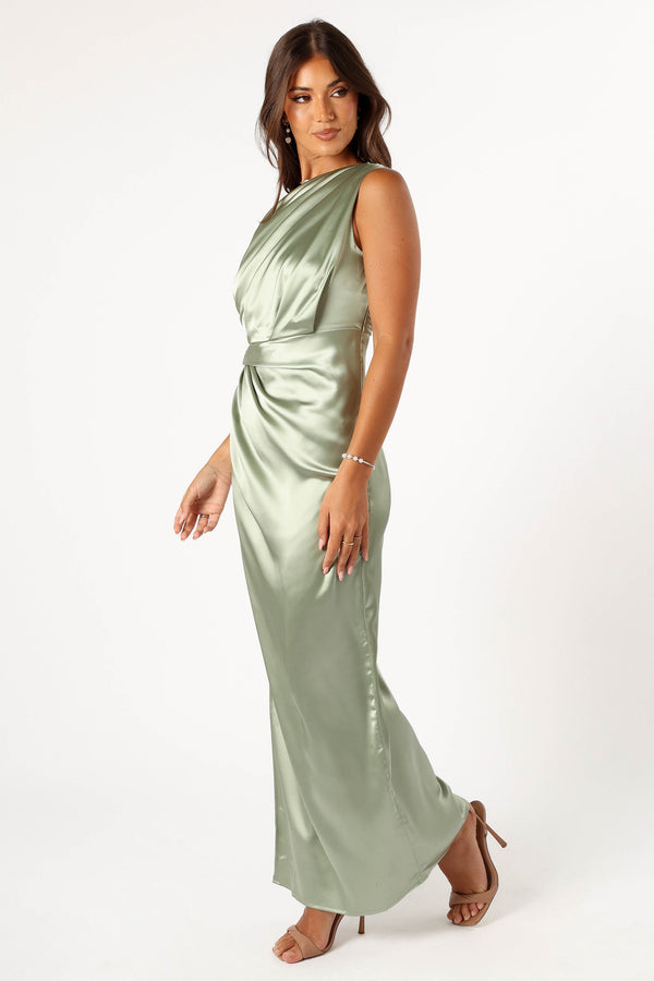 DRESSES @Nadia One Shoulder Maxi Dress - Sage