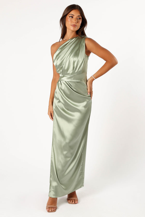 DRESSES @Nadia One Shoulder Maxi Dress - Sage