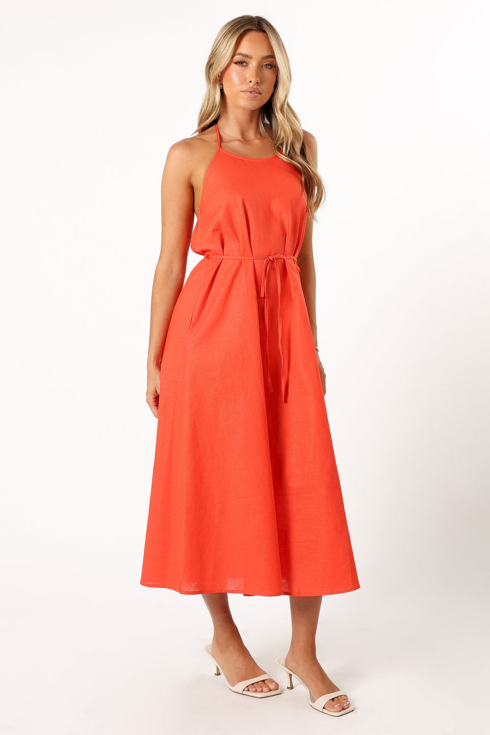 DRESSES @Nadine Halterneck Midi Dress - Coral