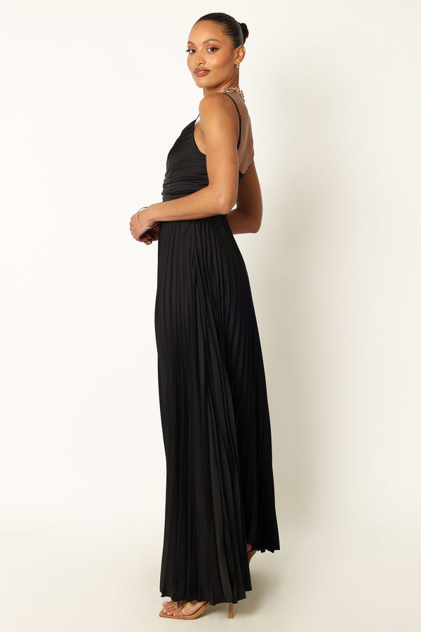 DRESSES @Naira Pleated Maxi Dress - Black