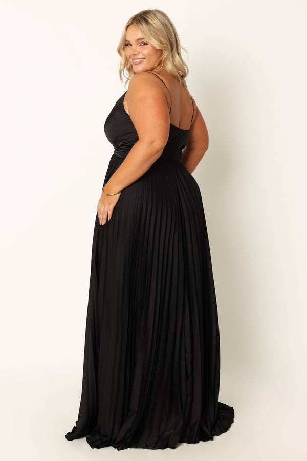 DRESSES @Naira Pleated Maxi Dress - Black