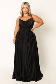 DRESSES @Naira Pleated Maxi Dress - Black