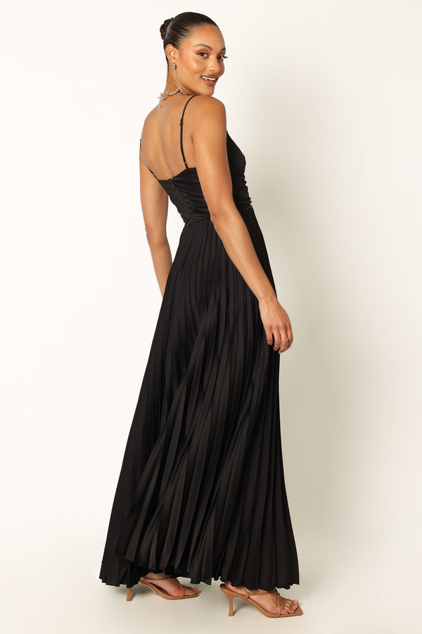 DRESSES @Naira Pleated Maxi Dress - Black