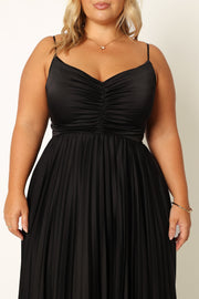 DRESSES @Naira Pleated Maxi Dress - Black
