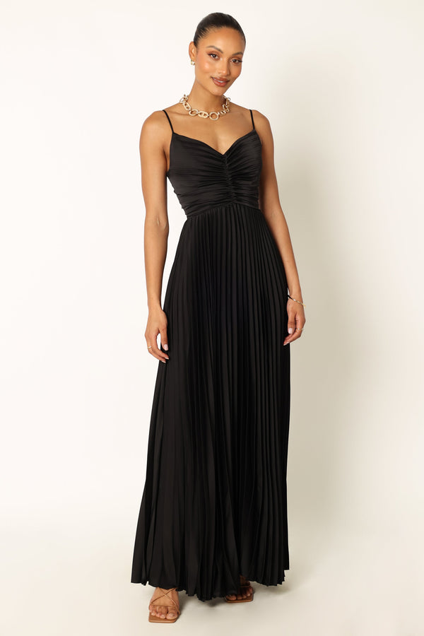 DRESSES @Naira Pleated Maxi Dress - Black