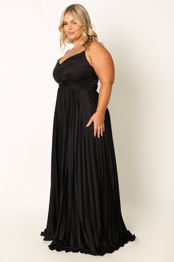 DRESSES @Naira Pleated Maxi Dress - Black