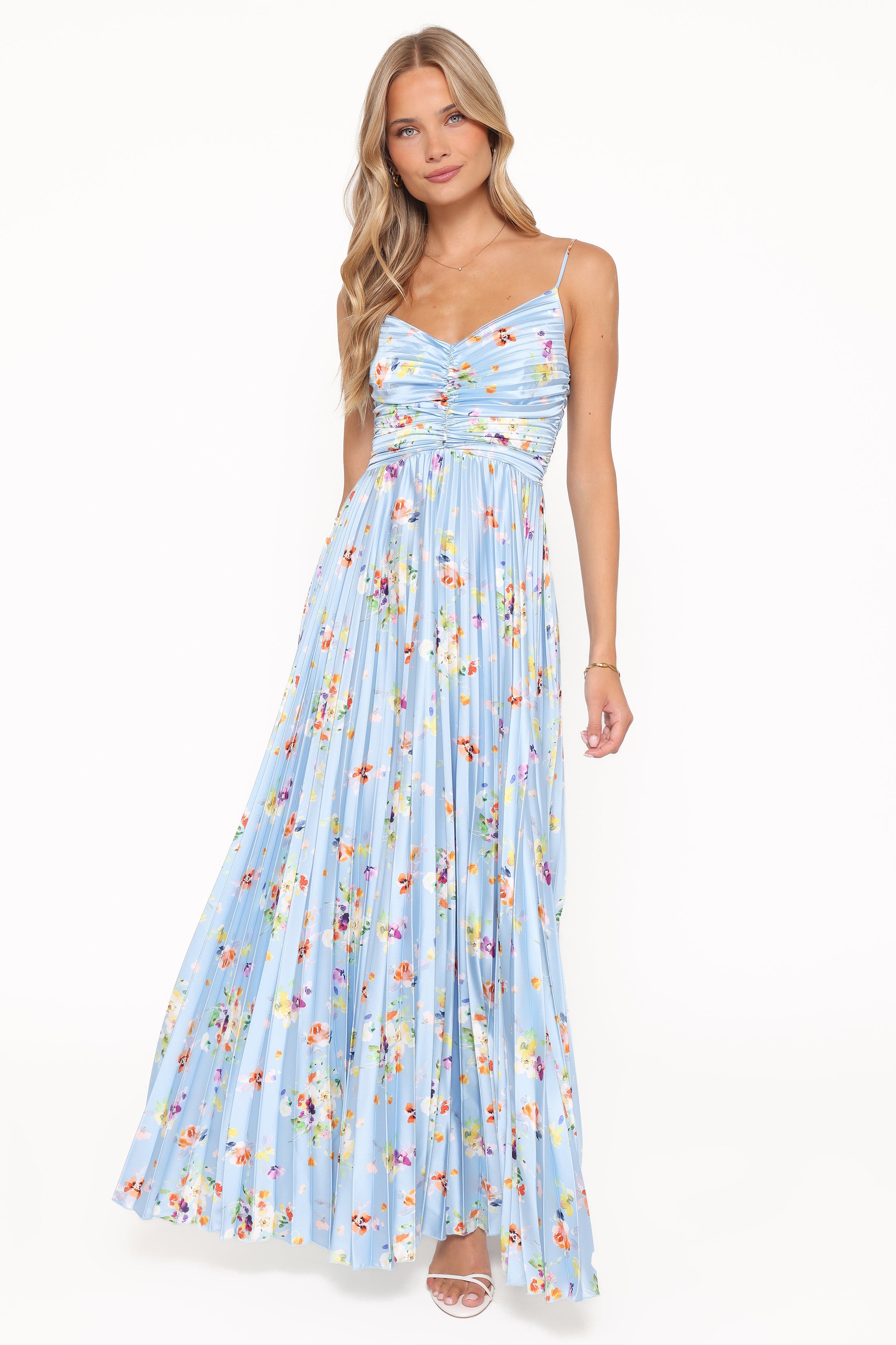 DRESSES Naira Pleated Maxi Dress - Cornflower Blue Floral