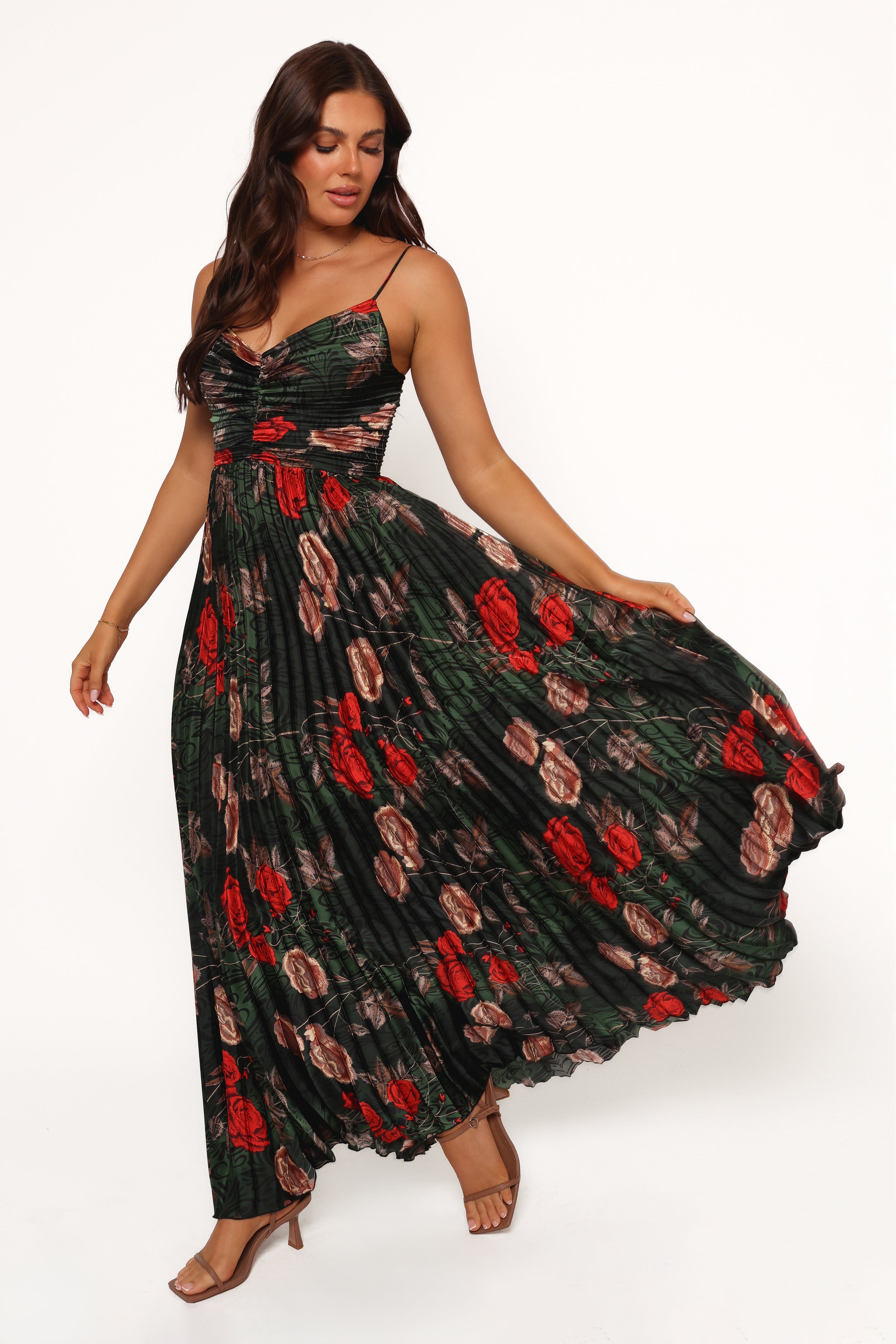DRESSES Naira Pleated Maxi Dress - Green Floral