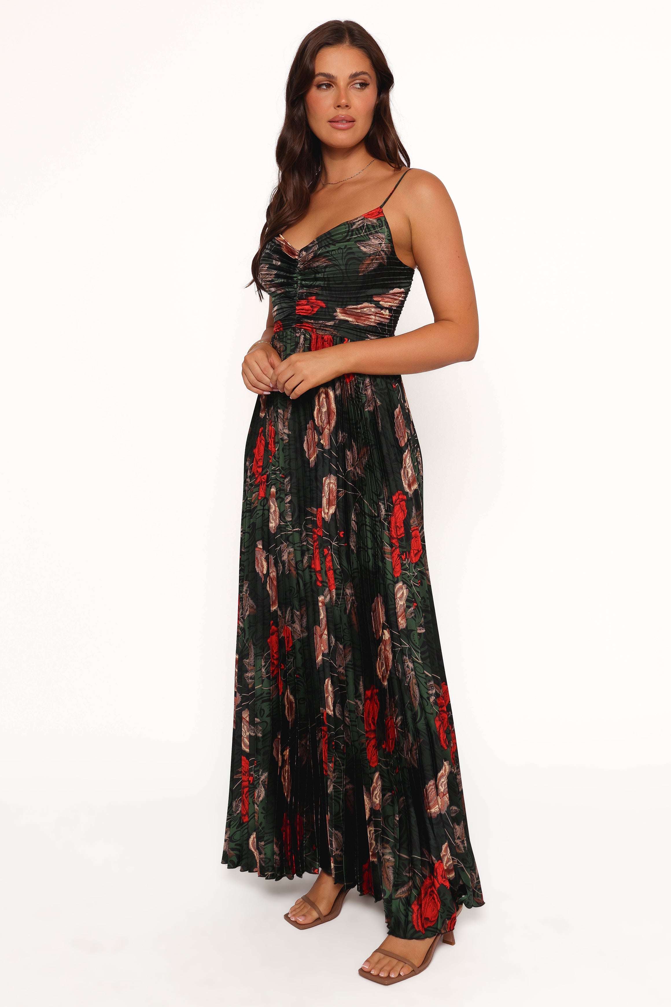 DRESSES Naira Pleated Maxi Dress - Green Floral