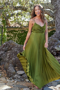 DRESSES Naira Pleated Maxi Dress - Palm Green