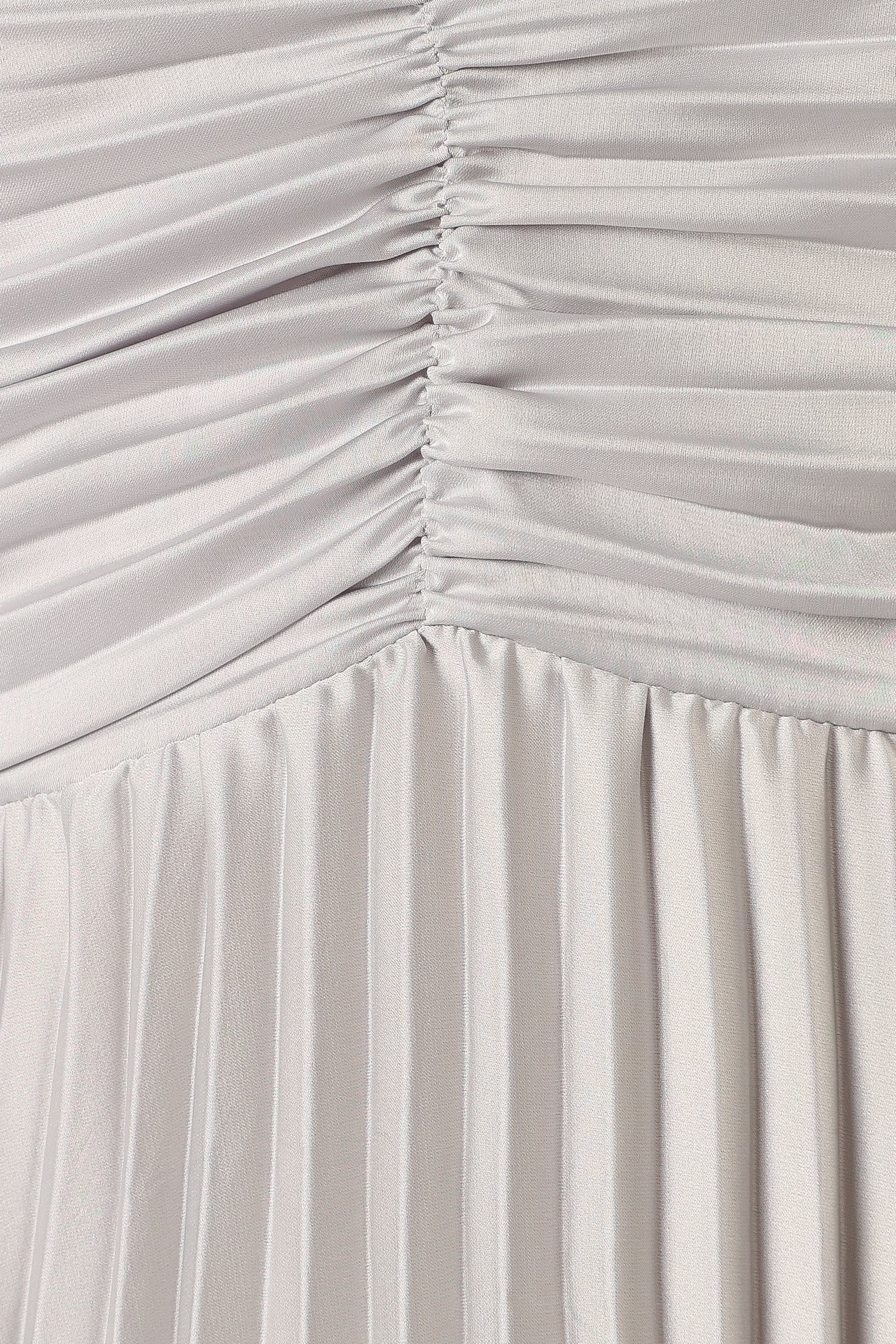 DRESSES @Naira Pleated Maxi Dress - Silver