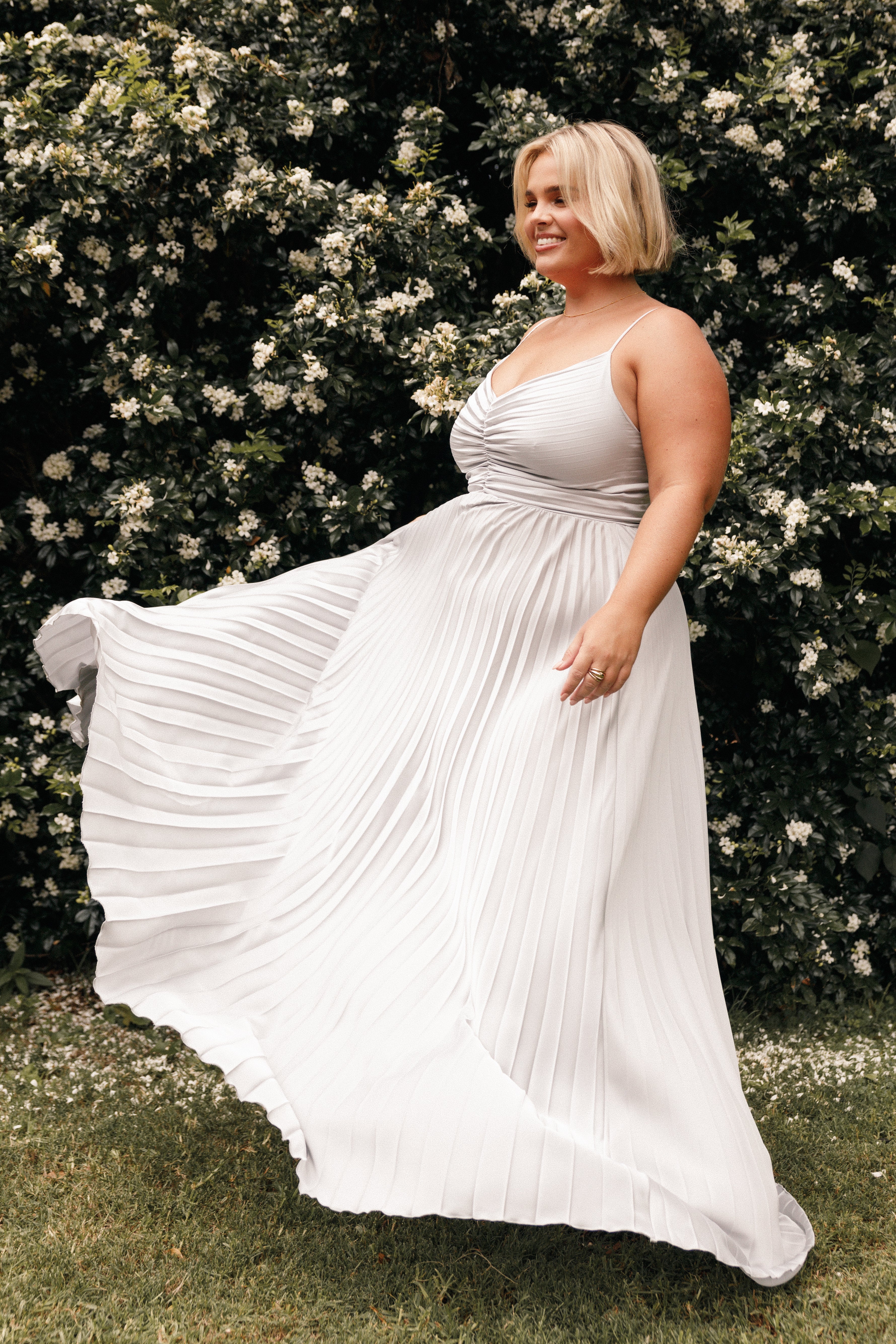 DRESSES Naira Pleated Maxi Dress - Silver