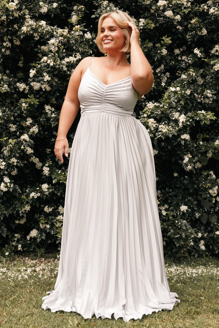 Collective Dress - Naira Pleated Maxi Dress - Silver fourth image