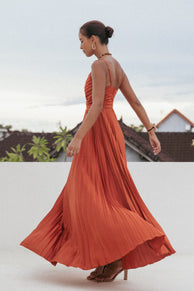 DRESSES Naira Pleated Maxi Dress - Sunset Orange