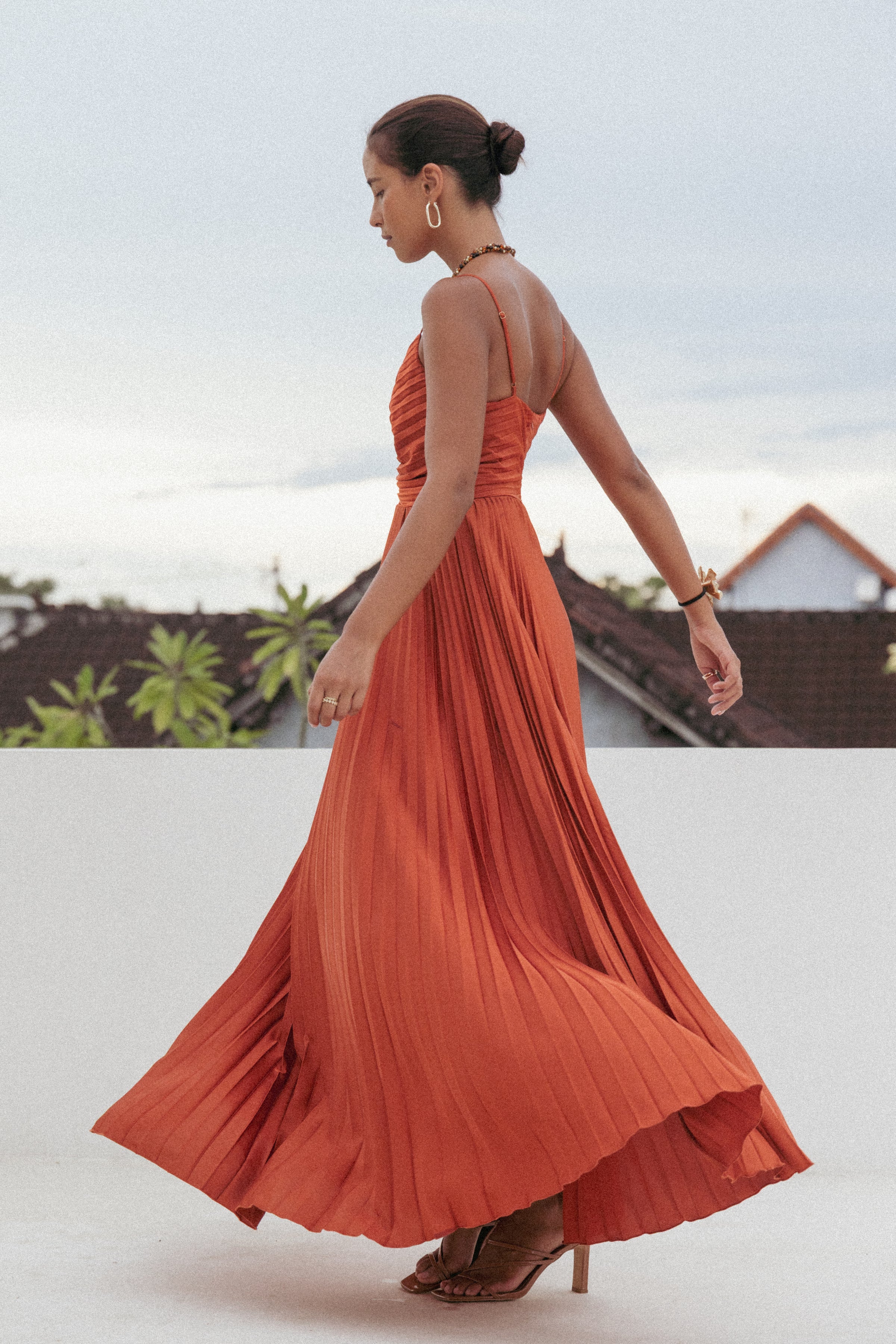 DRESSES Naira Pleated Maxi Dress - Sunset Orange