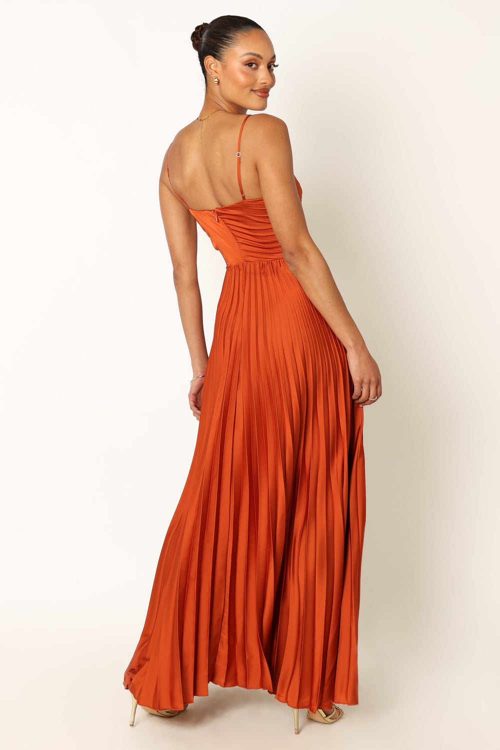 DRESSES @Naira Pleated Maxi Dress - Sunset Orange