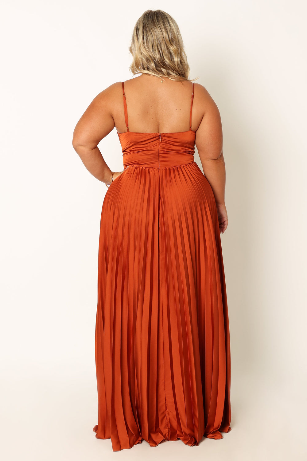 DRESSES @Naira Pleated Maxi Dress - Sunset Orange