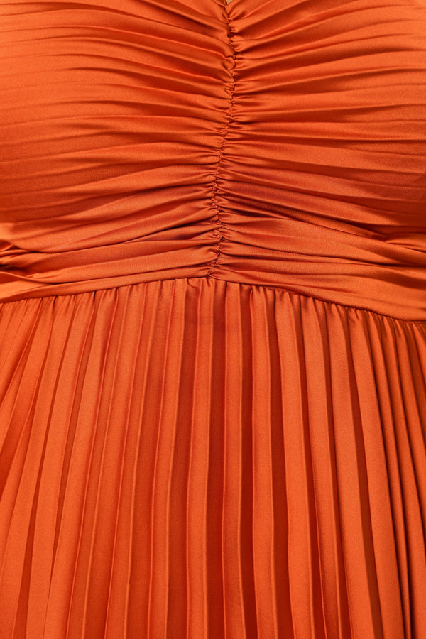 DRESSES @Naira Pleated Maxi Dress - Sunset Orange