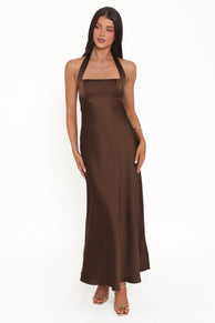 DRESSES Nakita Halterneck Maxi Dress - Brown