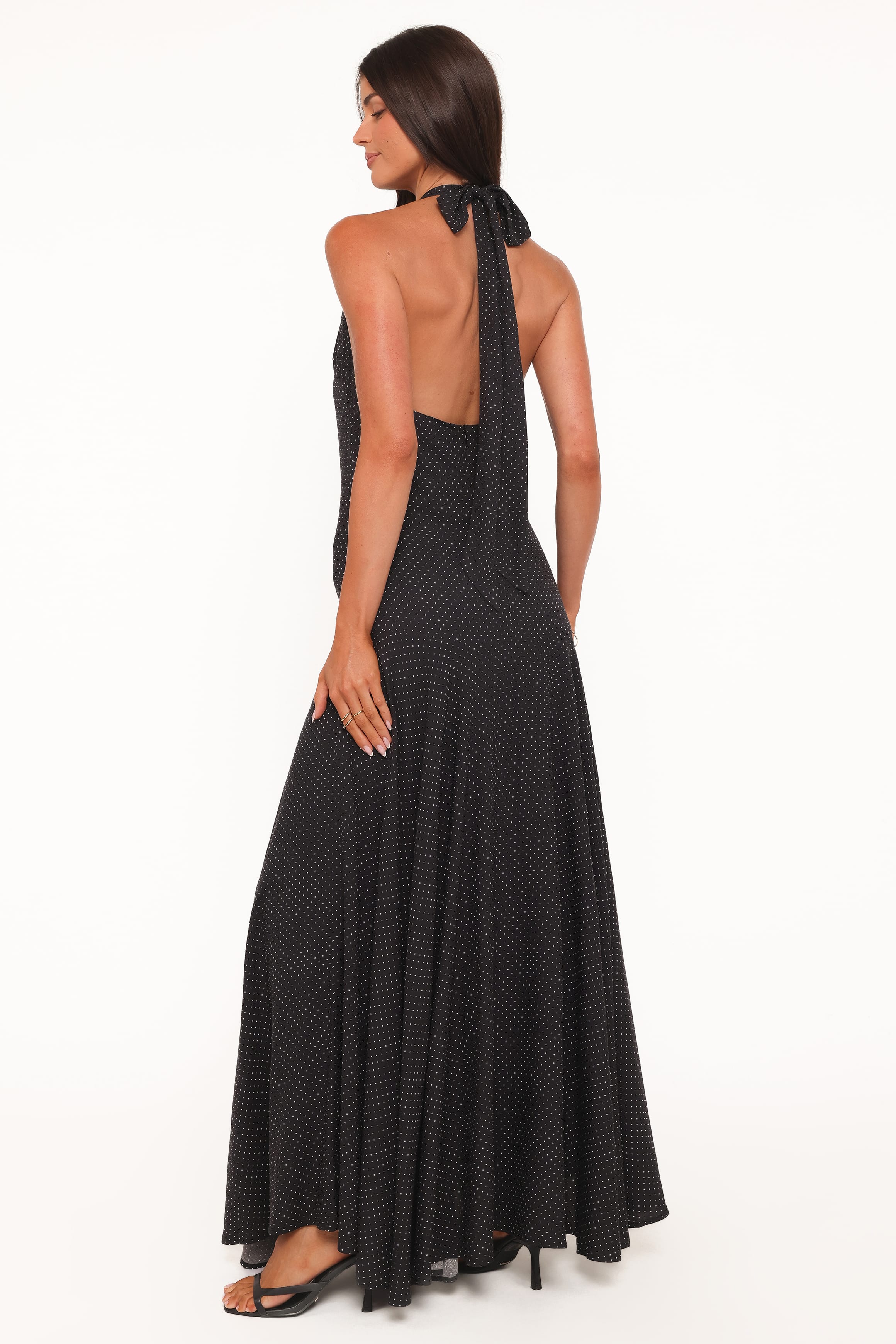DRESSES Natalie Halterneck Maxi Dress - Black Polka Dot