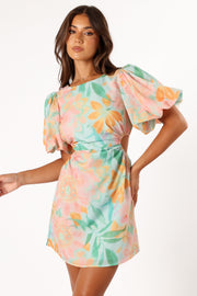 DRESSES Natalie Puff Sleeve Mini Dress - Coral Print