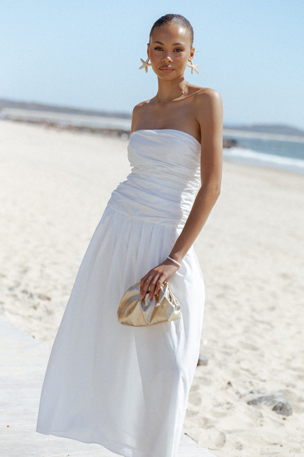 DRESSES Nell Strapless Maxi Dress - White