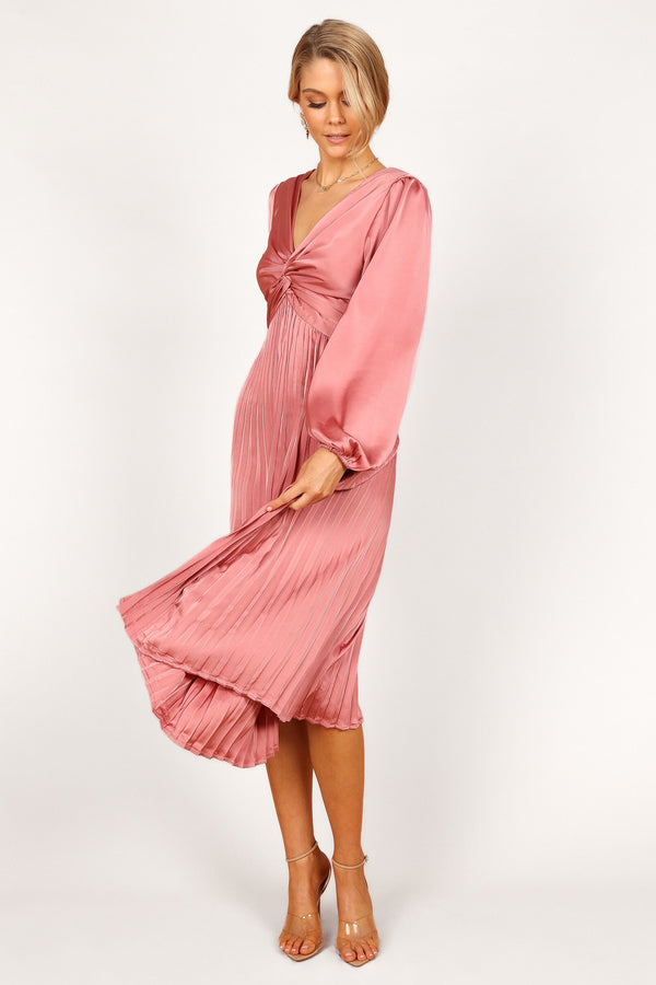 DRESSES Noelle Twist Front Pleated Midi Dress - Blush