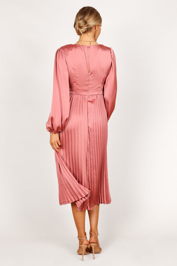 DRESSES Noelle Twist Front Pleated Midi Dress - Blush